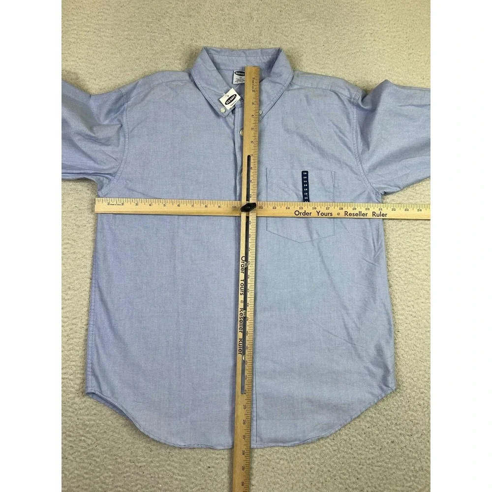 Vintage Old Navy Shirt‎ Boys 14 Blue Oxford Button Down Long Sleeve Cotton 00s